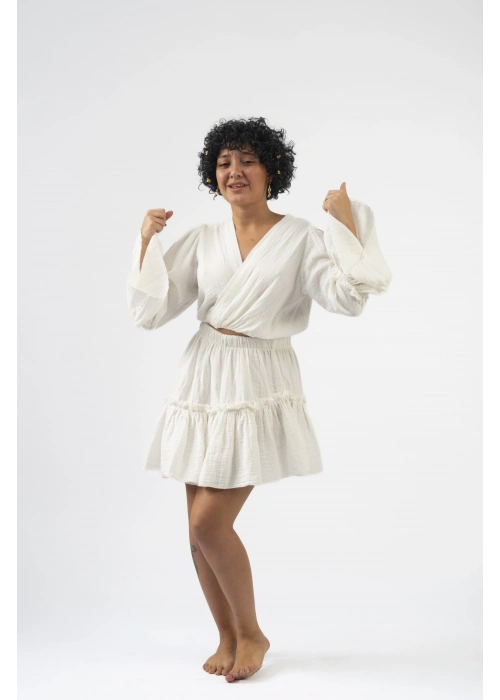 Ateiler Chaputs %100 Pamuk Müslin Ilayda Beyaz Bluz One-Size