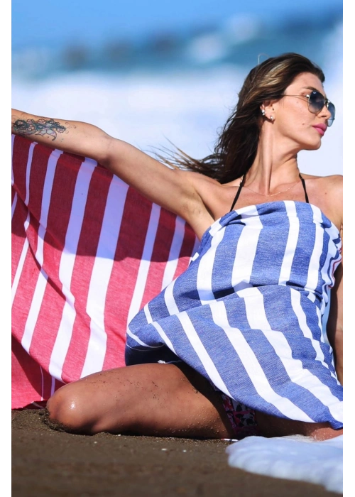 Kanesh Navy Blue & Red Peshtemal