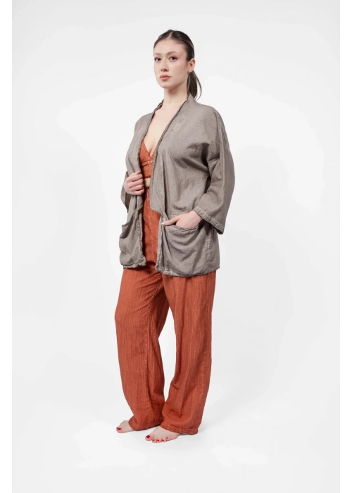 Ateiler Chaputs Keten  Yeşil Kimono One-Size