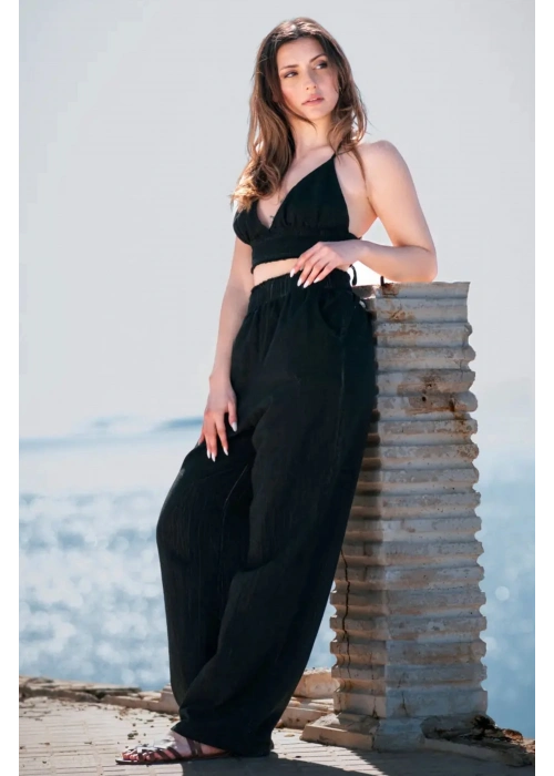 Lina Black Linen Trouser