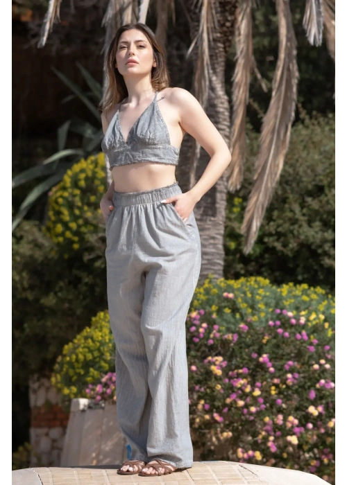 Lina Grey Linen Trouser