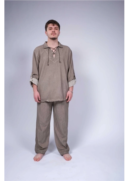 Ateiler Chaputs Keten  Haki Bağcıklı Gömlek