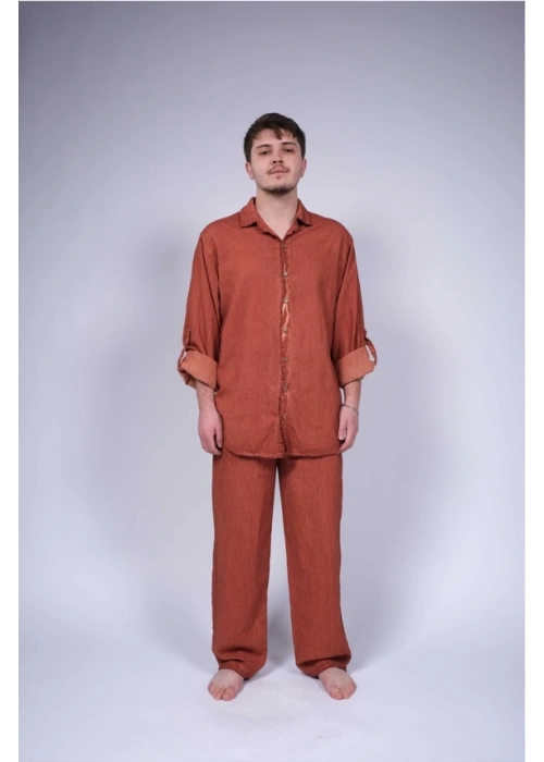 Ateiler Chaputs Keten  Terra Düğmeli Gömlek