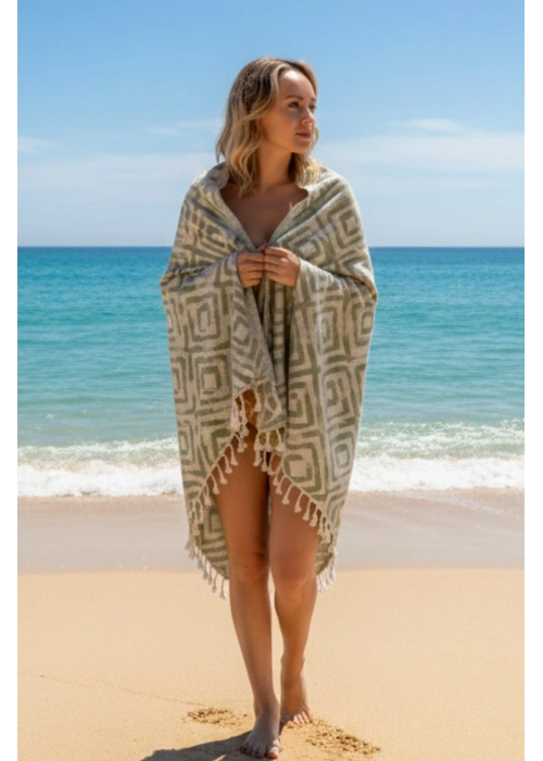 Misis Khaki Green Peshtemal