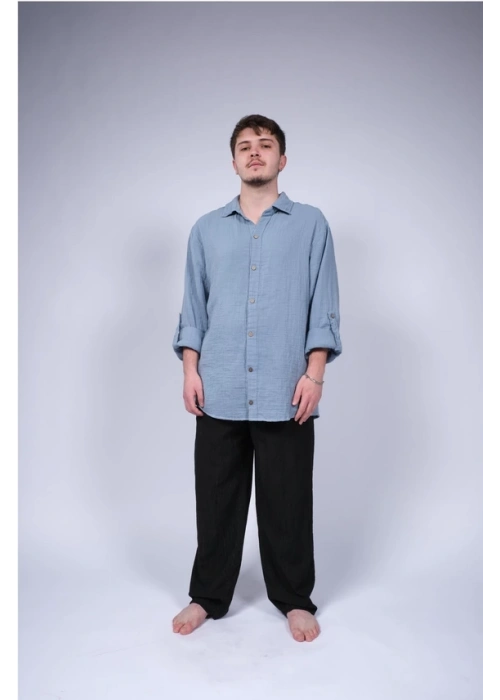Muslin Erkek Gömleği Mavi - WHT12