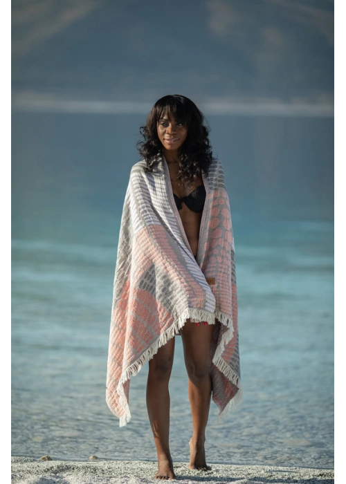 Nerite Gri & Pembe Peshtemal