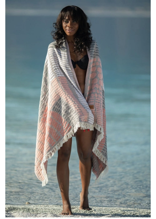 Nerite Grey & Pink Peshtemal