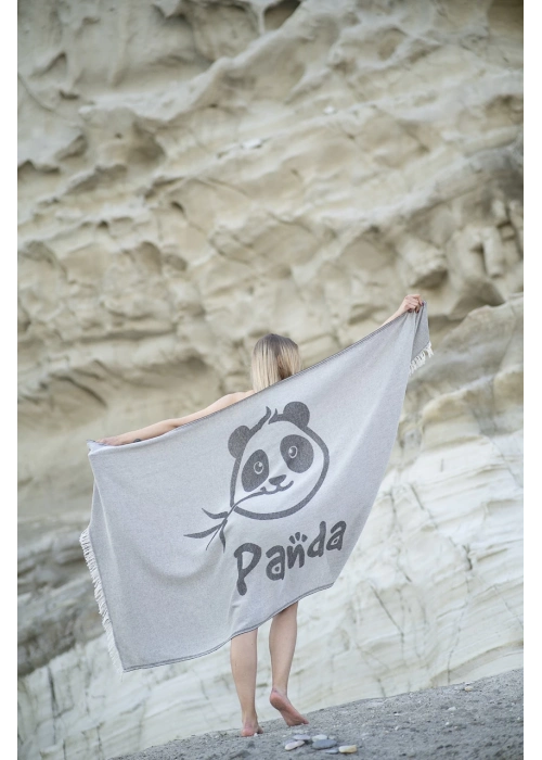 Panda Siyah Peshtemal (Sürdürülebilir Pamuk)