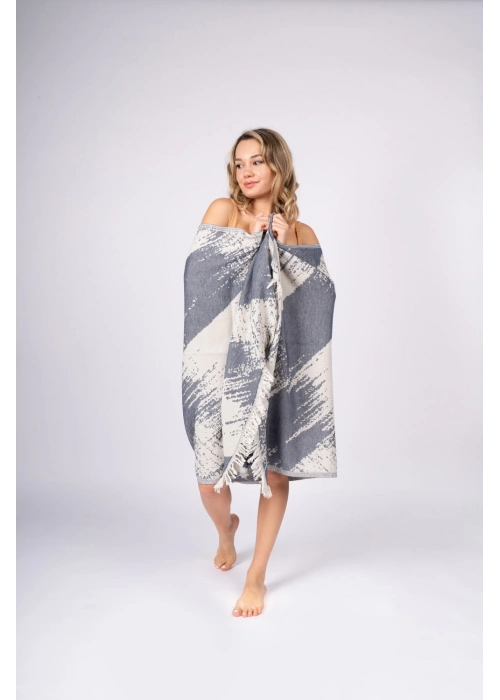 Perge Navy Blue Peshtemal (Double Face)