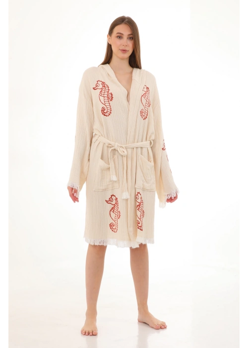 Red Seahorse Wooden Stamp Bornoz