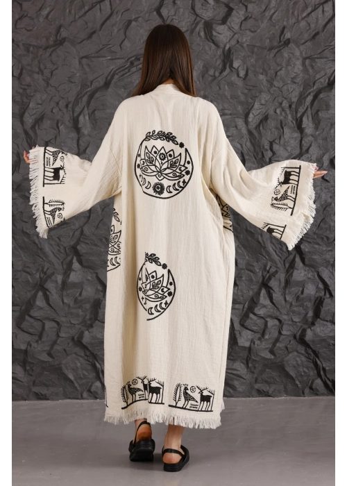 Lotus Wooden Printed Bathrobe