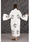Lady Eye Wooden Printed White Kaftan
