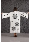 Eye Wooden Printed White Kaftan