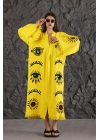Eye Wooden Printed Yellow Kaftan
