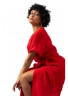 Anvelop Red Muslin Dress