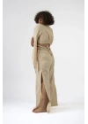 Ateiler Chaputs %100 Pamuk Müslin Bej Yırtmaçlı Pantolon One-Size