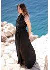 Flora Black Linen Dress