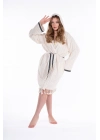 Hieron Beige Hooded Bathrobe