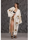 Orange Shine Eye Wooden Printed Bathrobe