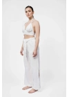 Yırtmaçlı Beyaz Pantolon