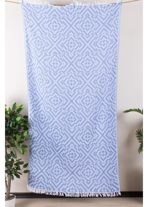 Geometrik Mavi Peshtemal
