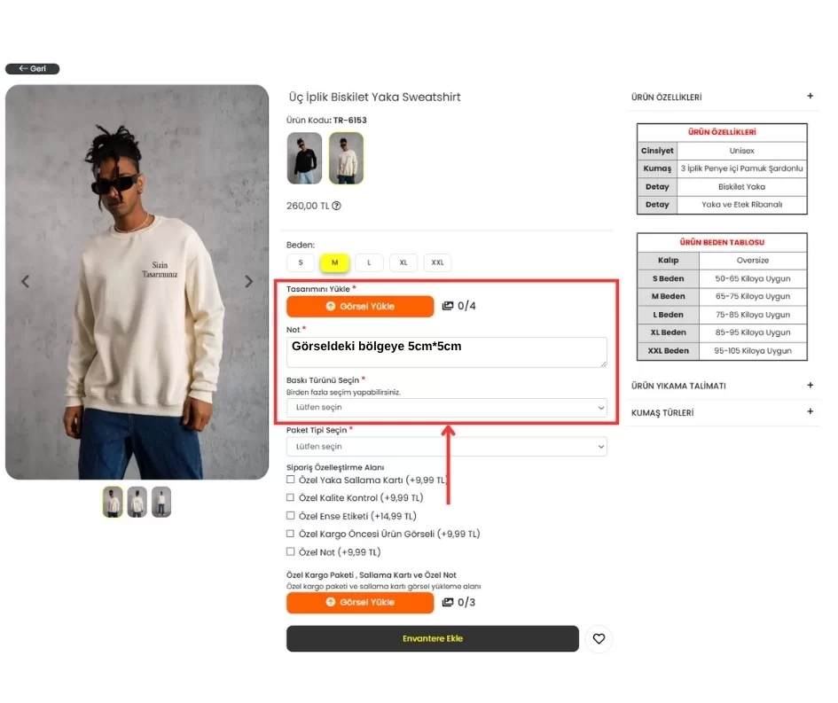 Adet ve Seçenekleri Belirle görseli