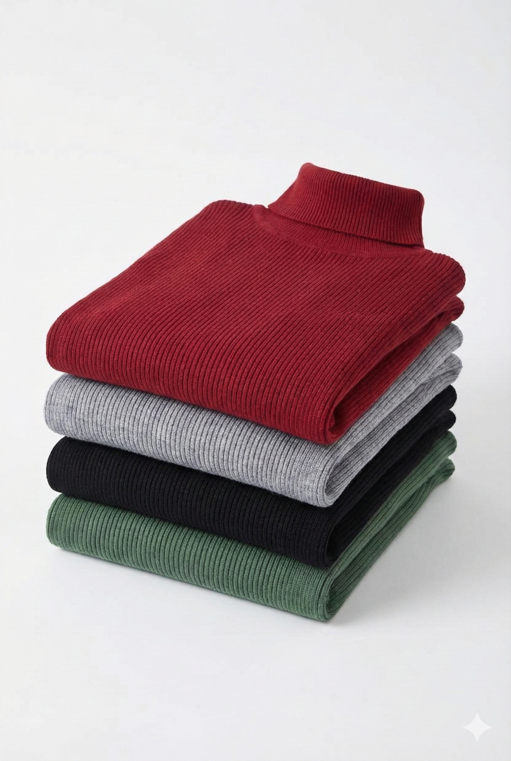 ERKEK 4'lü Siyah, Bordo, Gri, Haki Kaşkorse Boğazlı Full Likralı Fitilli Body Kazak