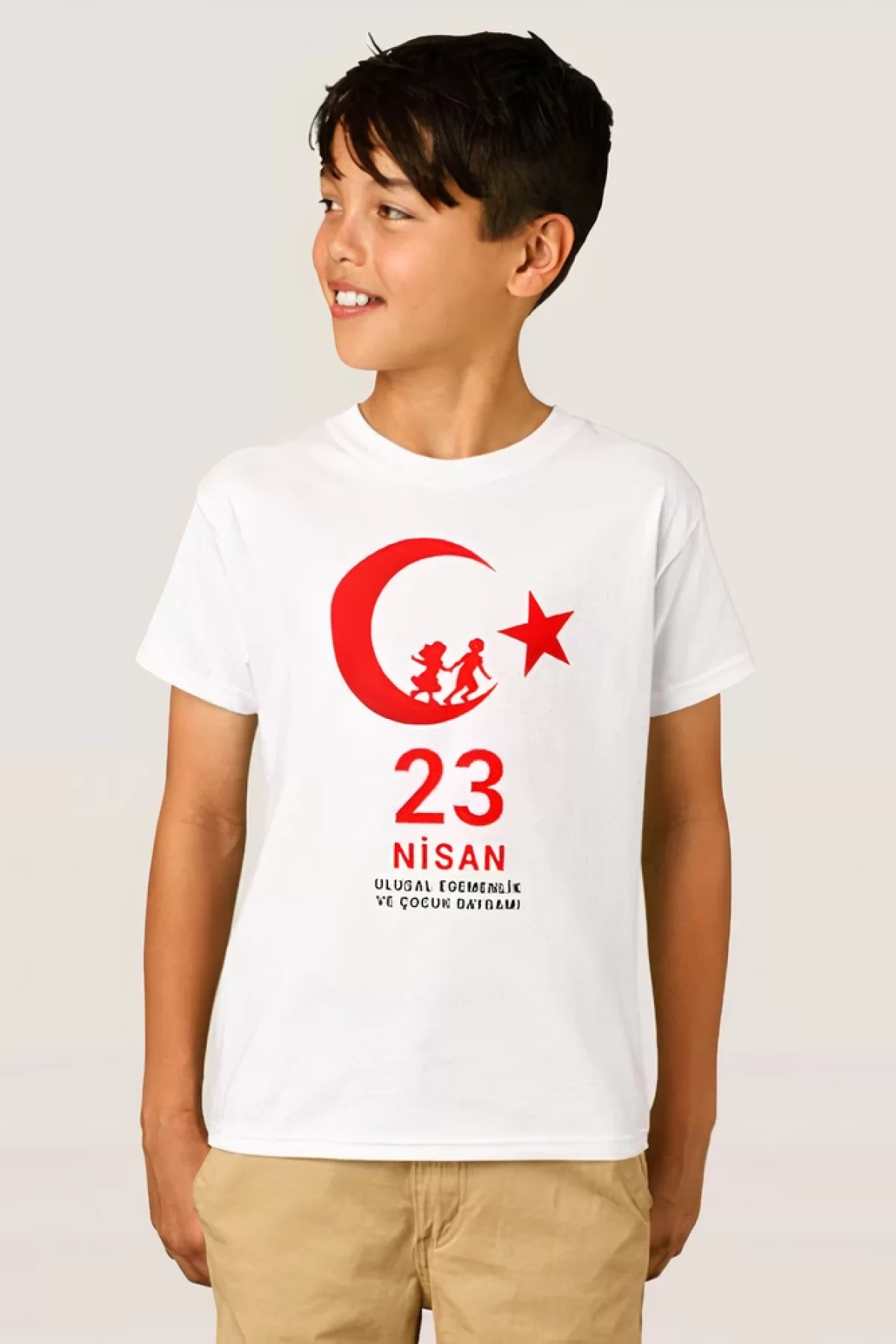 23 Nisan Çocuk Bayramı Baskılı Özel T-shirt - Beyaz