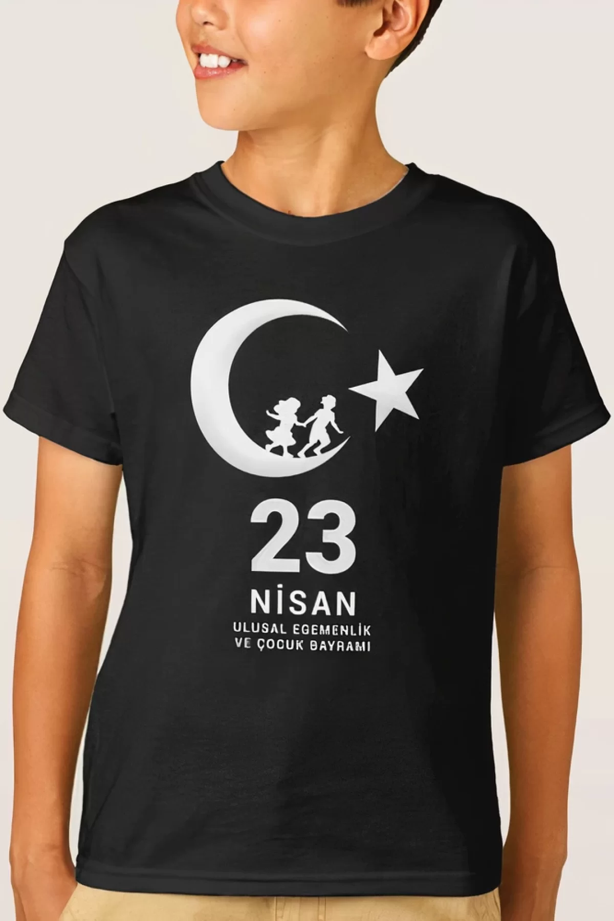 23 Nisan Çocuk Bayramı Baskılı Özel T-shirt - Siyah