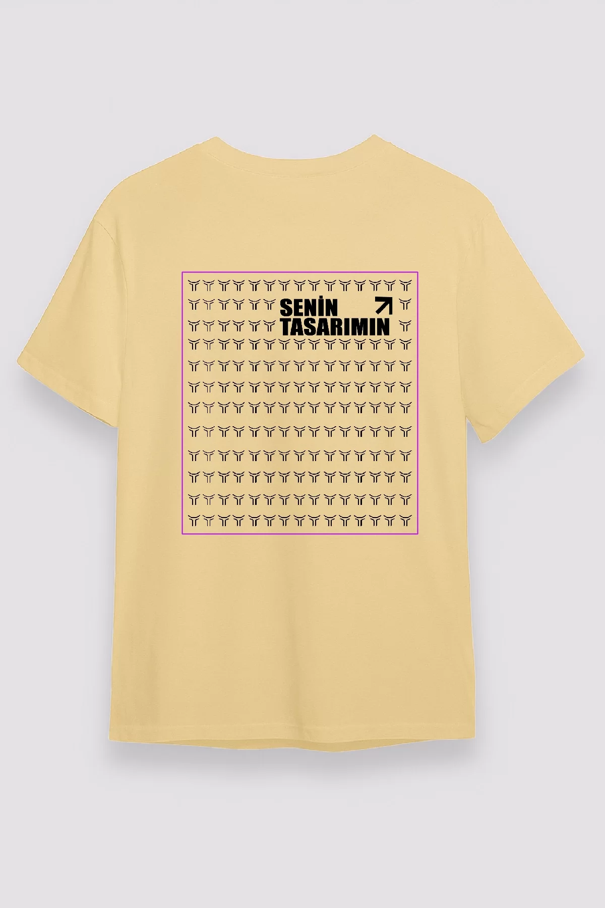 24/1 Düz Arka Sizin Tasarımınız Oversize T-shirt - Bej
