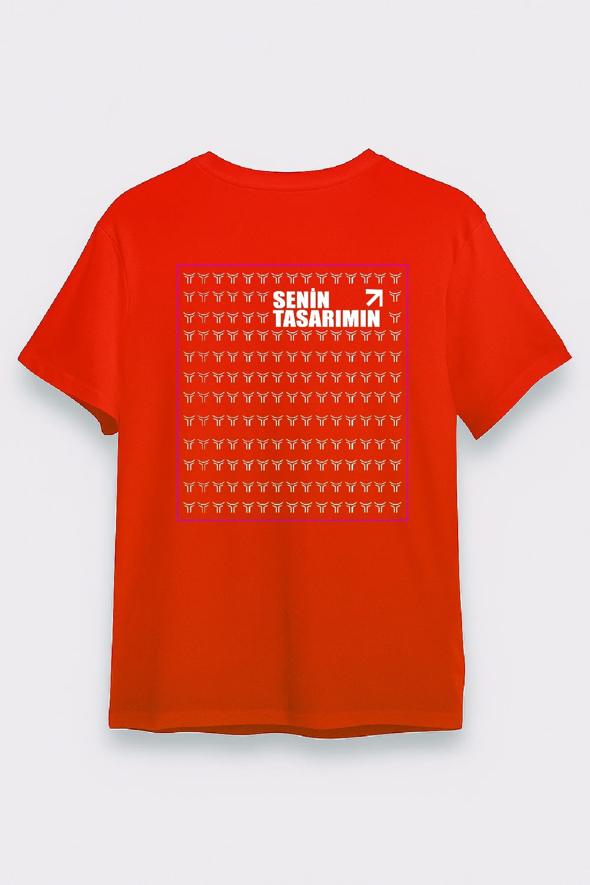 24/1 Düz Arka Sizin Tasarımınız Oversize T-shirt - Kırmızı