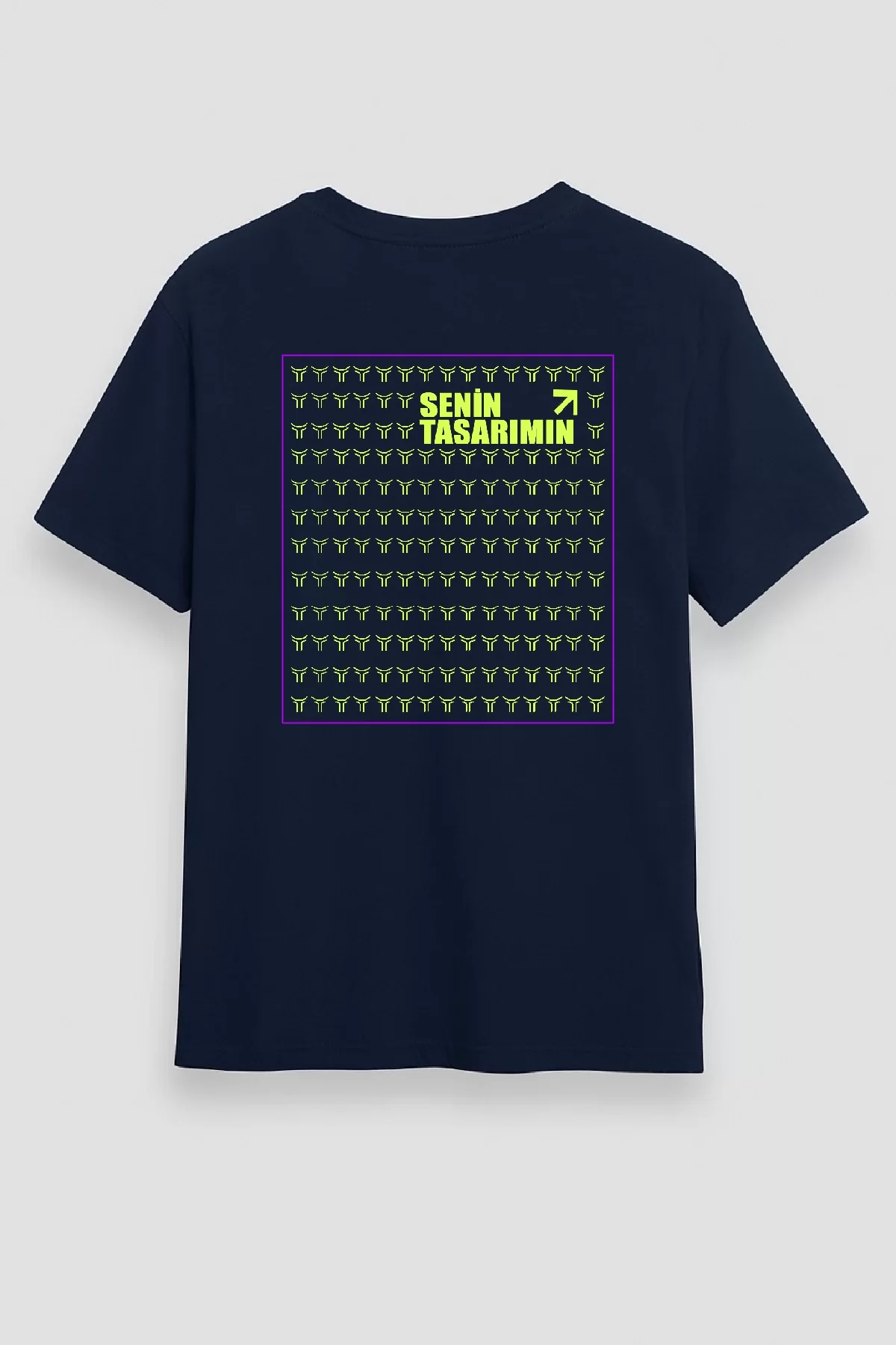 24/1 Düz Arka Sizin Tasarımınız Oversize T-shirt - Lacivert