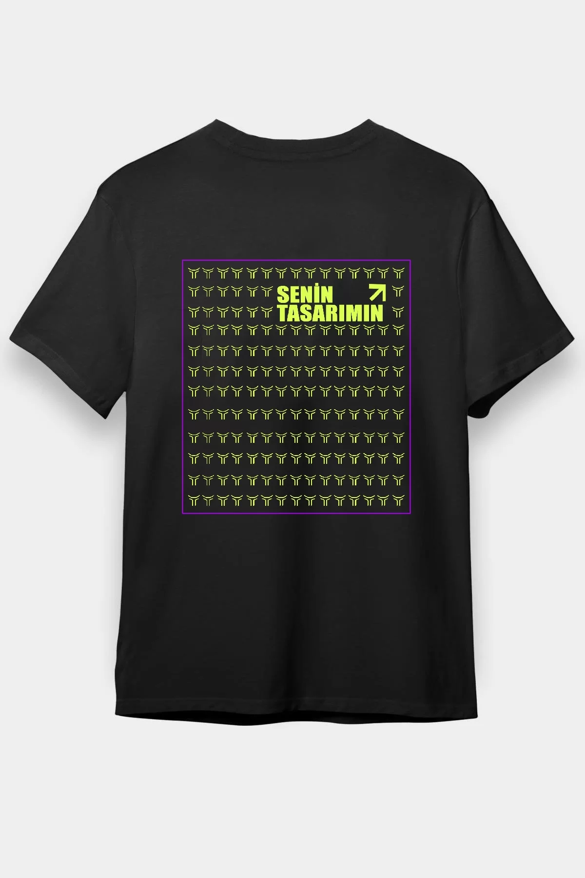 24/1 Düz Arka Sizin Tasarımınız Oversize T-shirt - Siyah