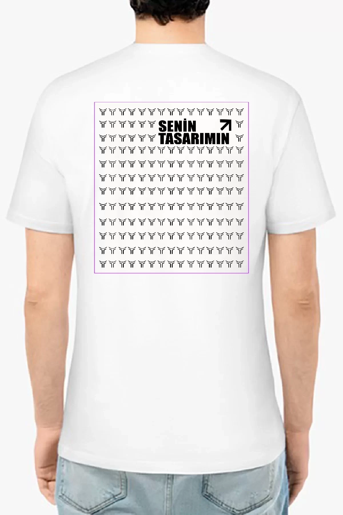 24/1 Düz Ön Arka Sizin Tasarımınız Oversize T-shirt - Beyaz