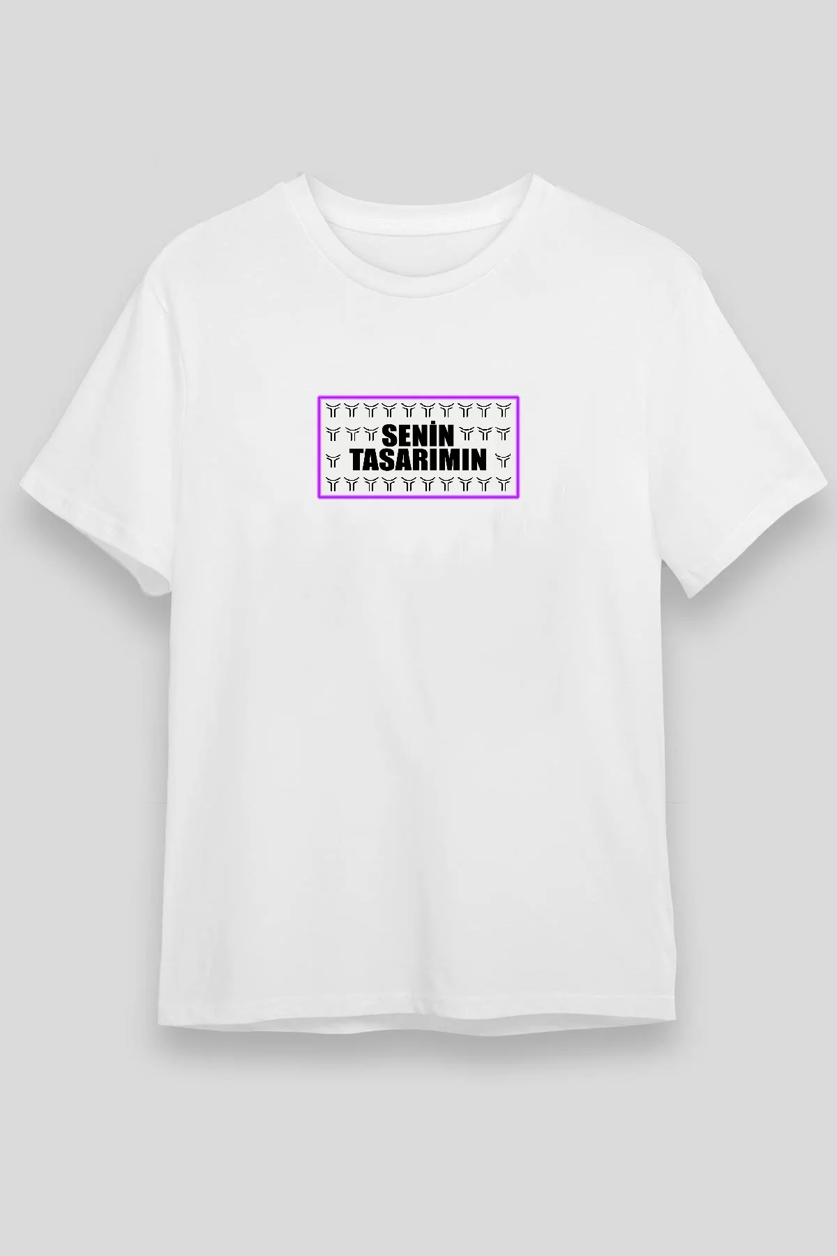 24/1 Düz Ön Sizin Tasarımınız Oversize T-shirt - Beyaz