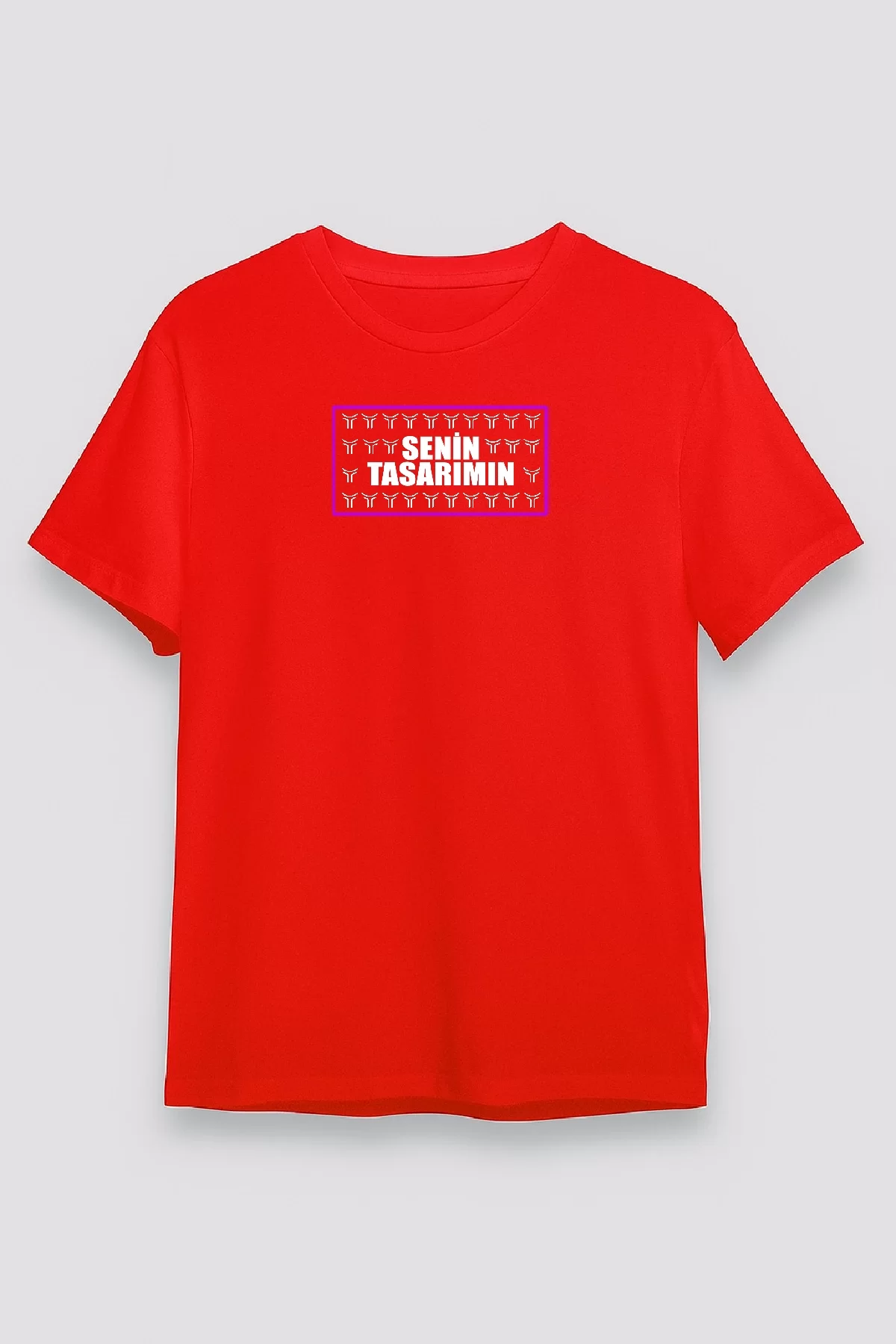 24/1 Düz Ön Sizin Tasarımınız Oversize T-shirt - Kırmızı
