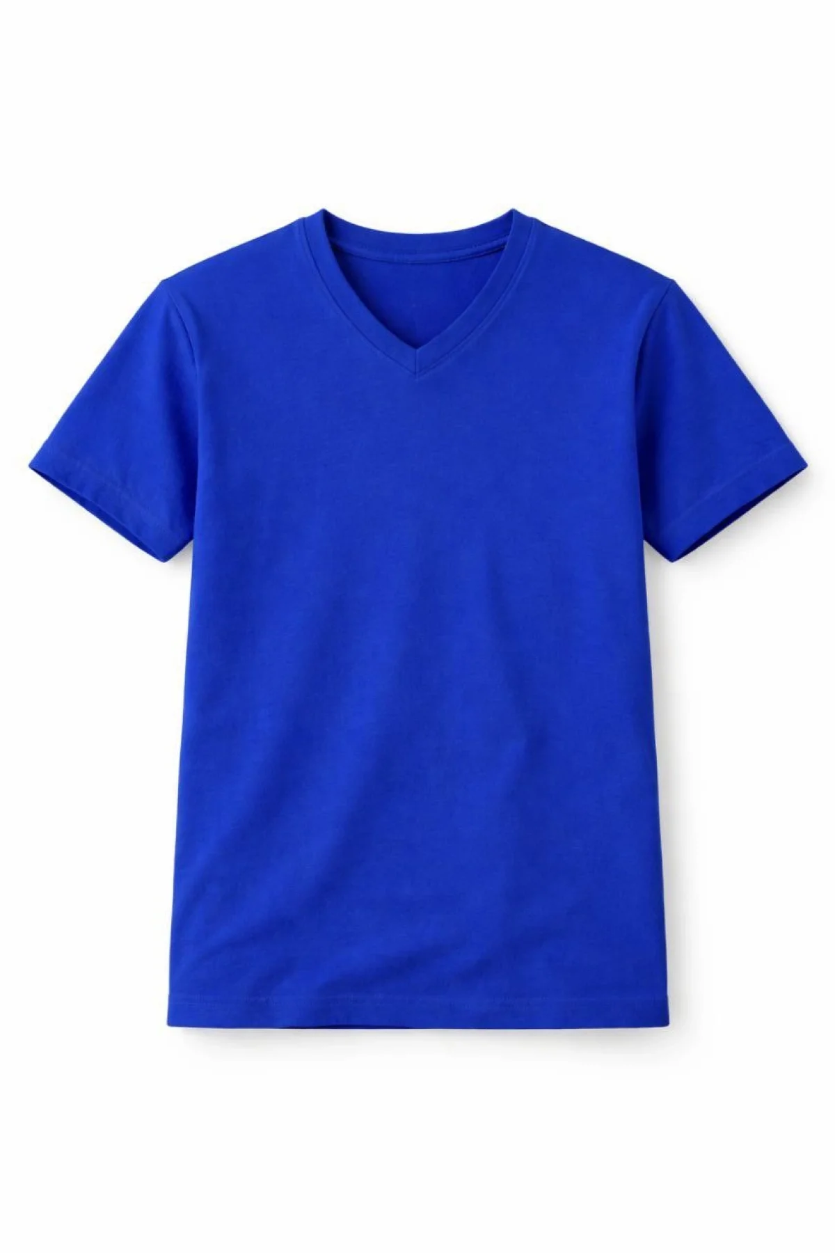 Genç Kız Çocuk V Yaka Tişört Model - Saks Mavisi