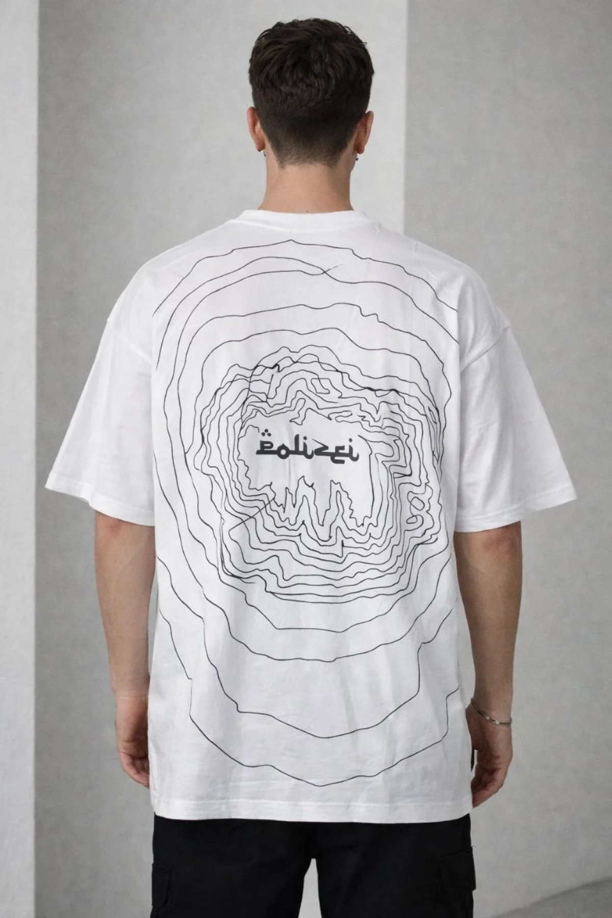 Erkek Bisiklet Yaka Baskılı Kısa Kollu Tişört Streetwear Günlük Basic Pamuklu T-shirt - Beyaz