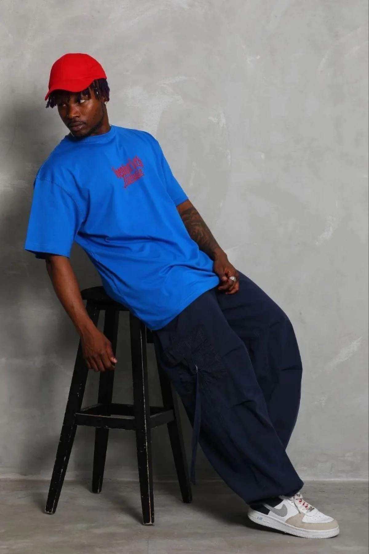 Erkek Baskılı T-Shirt Kısa Kol Bisiklet Yaka Regular Fit Rahat Kalıp Günlük Tişört - Saks Mavisi