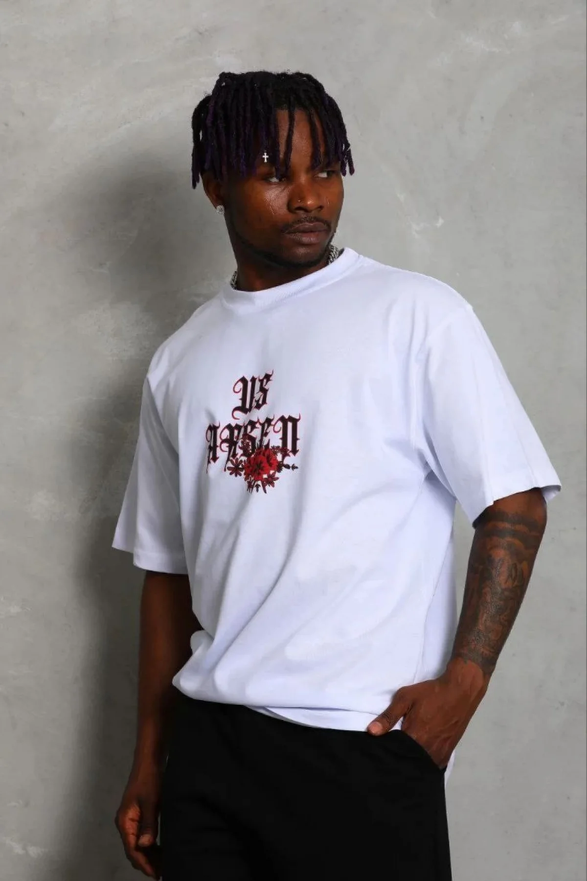 Erkek Baskılı T-Shirt Kısa Kol Bisiklet Yaka Regular Fit Rahat Kalıp Günlük Tişört - Beyaz