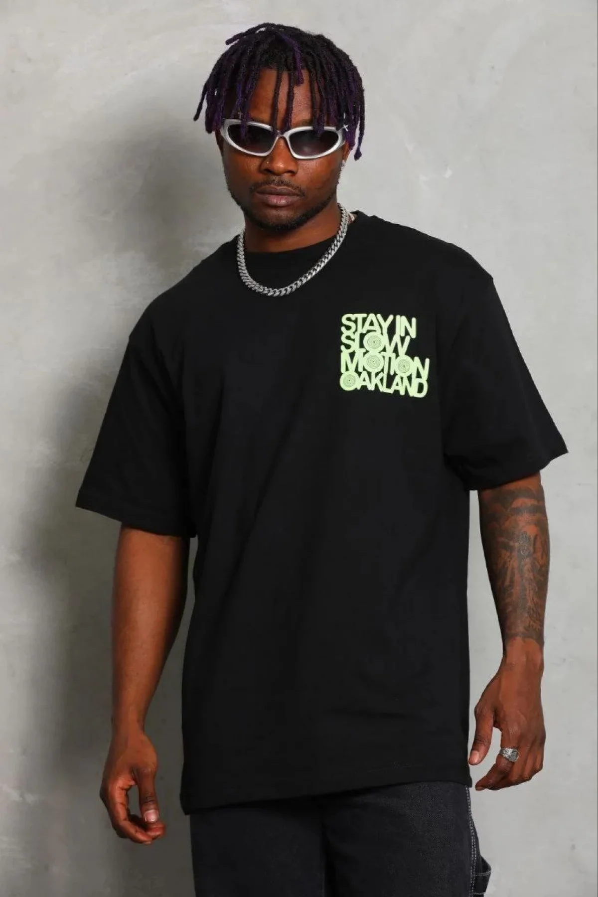 Erkek Baskılı T-Shirt Kısa Kol Bisiklet Yaka Regular Fit Rahat Kalıp Günlük Tişört - Siyah