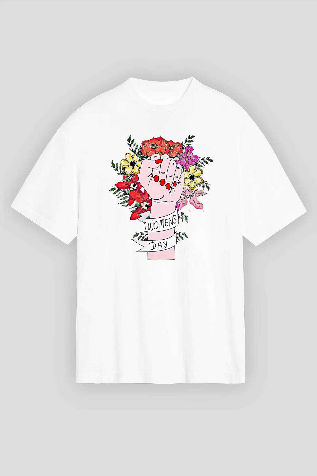 8 Mart Dünya Kadınlar Günü İçin Özel Baskılı T-shirt - Beyaz