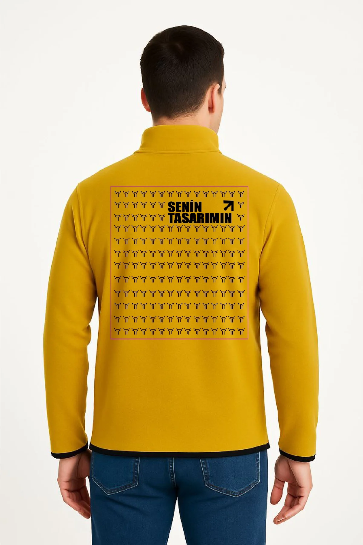 Ön Arka Polar Kazak Dik Yaka - Sarı