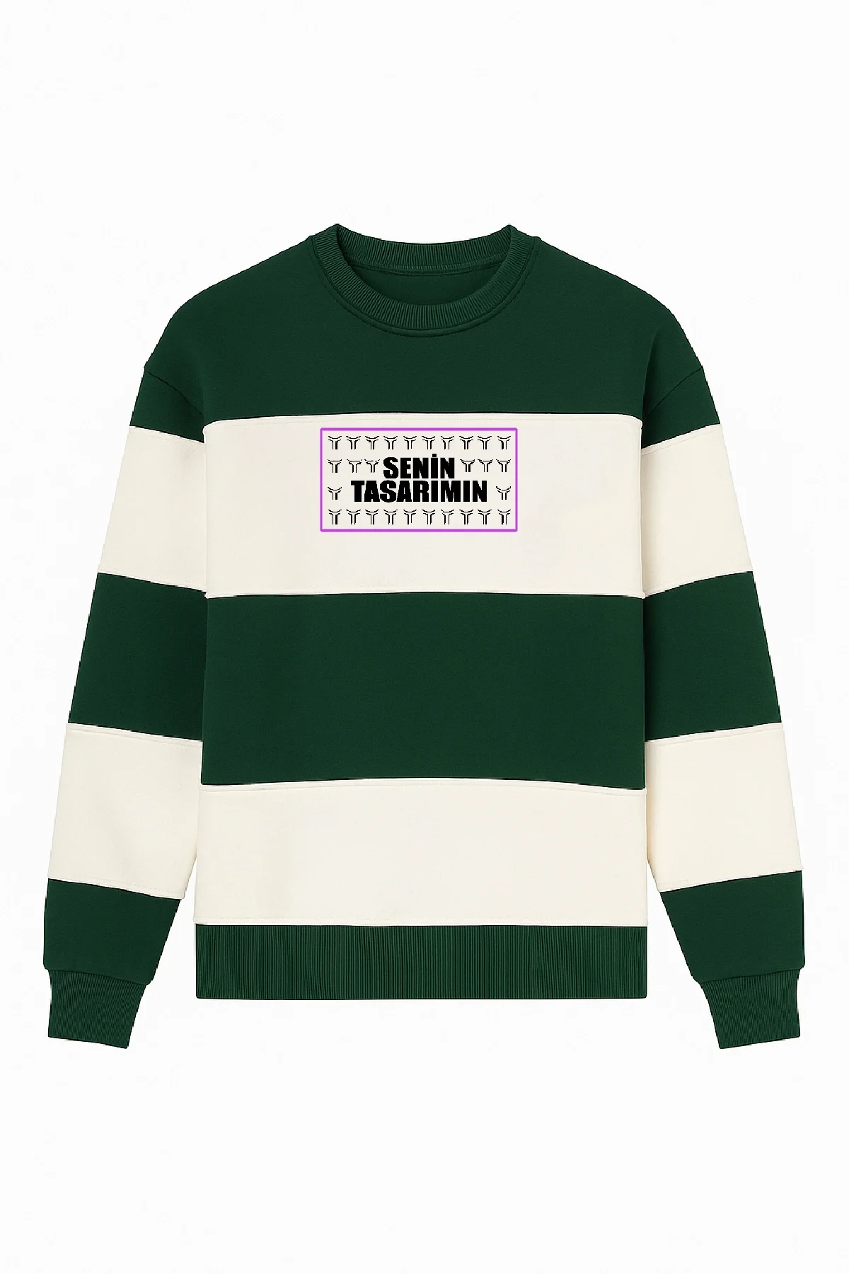 Ön Bisiklet Yaka Parçalı Sweatshirt - Haki