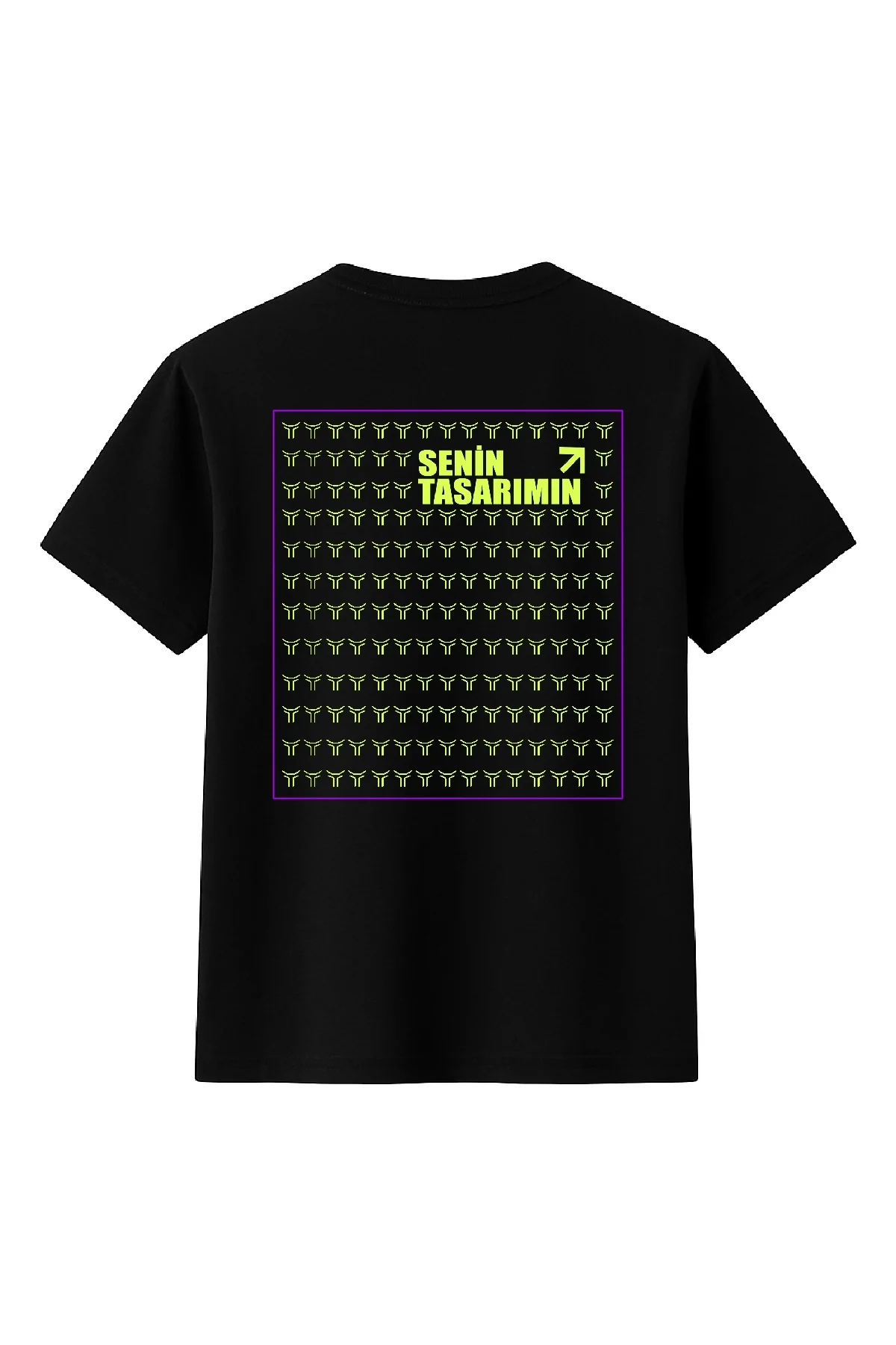 Çocuk Arka Sizin Tasarımınız Basic Tshirt - Siyah