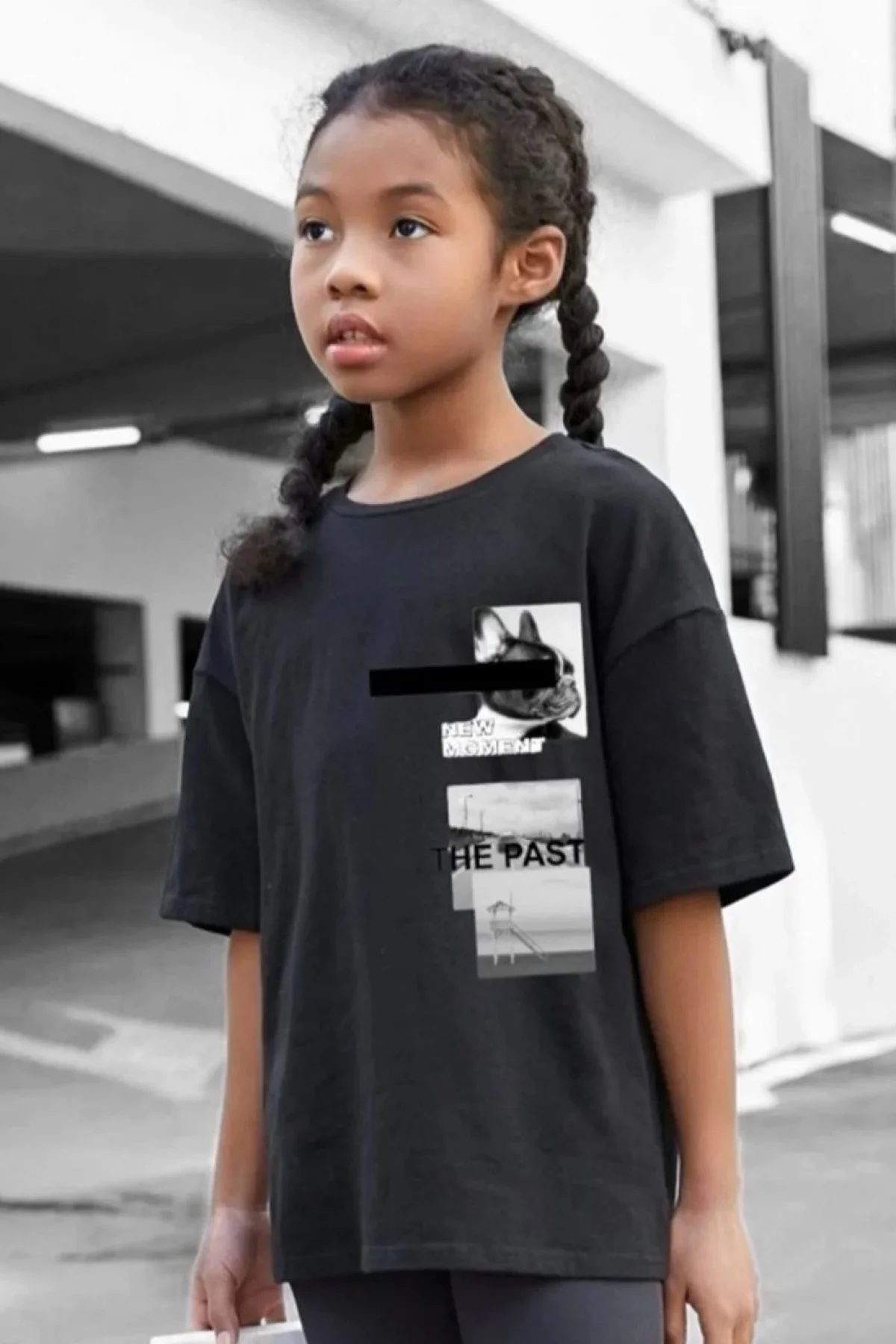 Çocuk Unisex Baskılı T-Shirt - Siyah