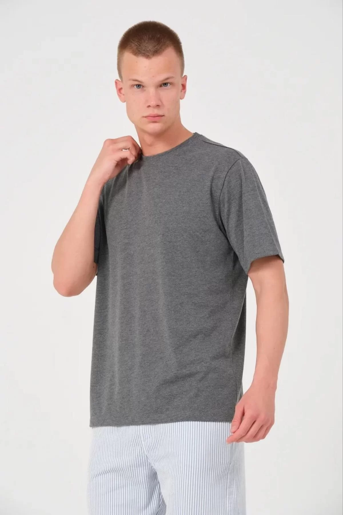 Erkek 24/1 Düz A Kalite Oversize T-shirt - Antrasit