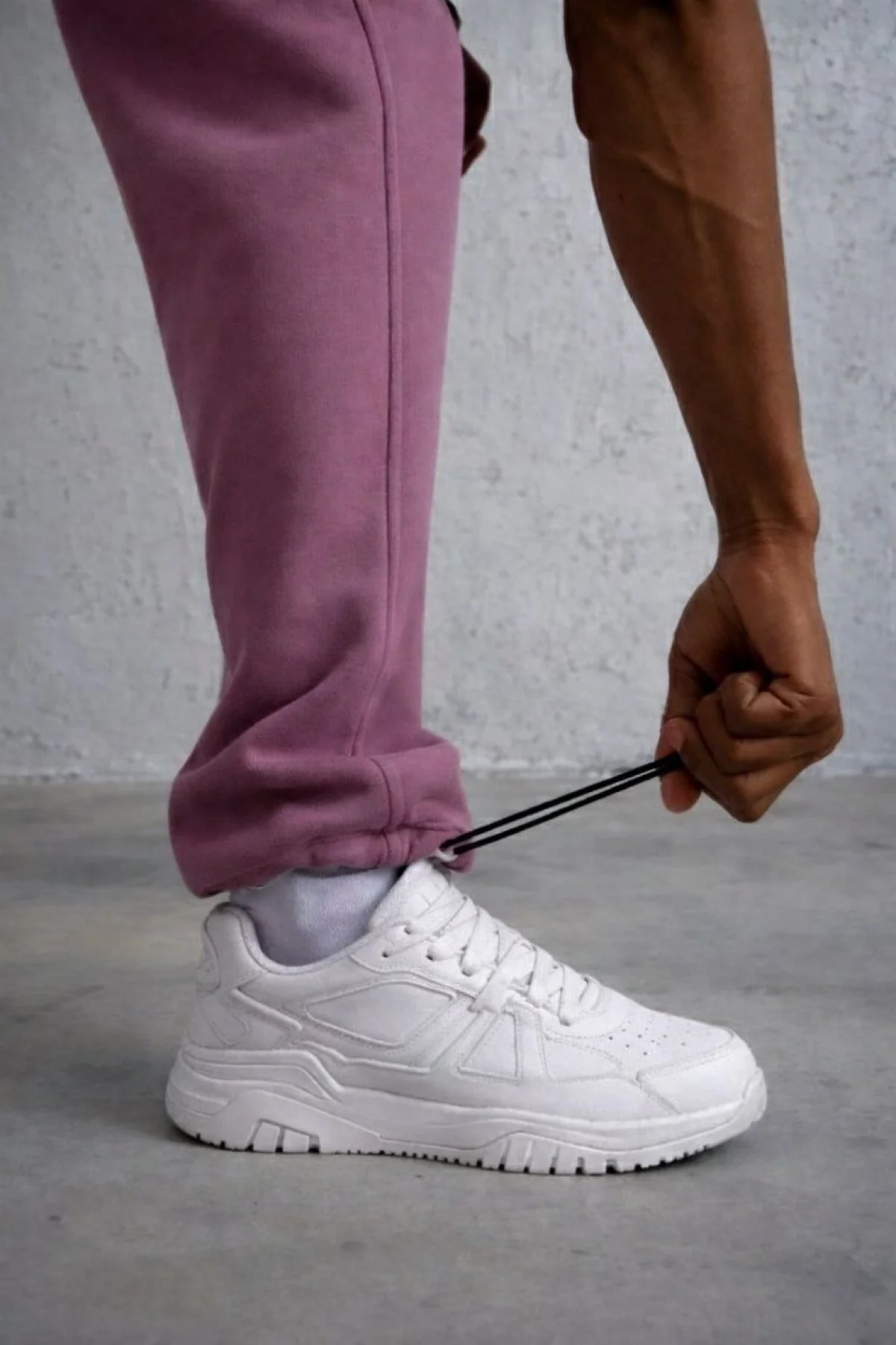 Erkek Baggy Alt Eşofman - Gül Kurusu