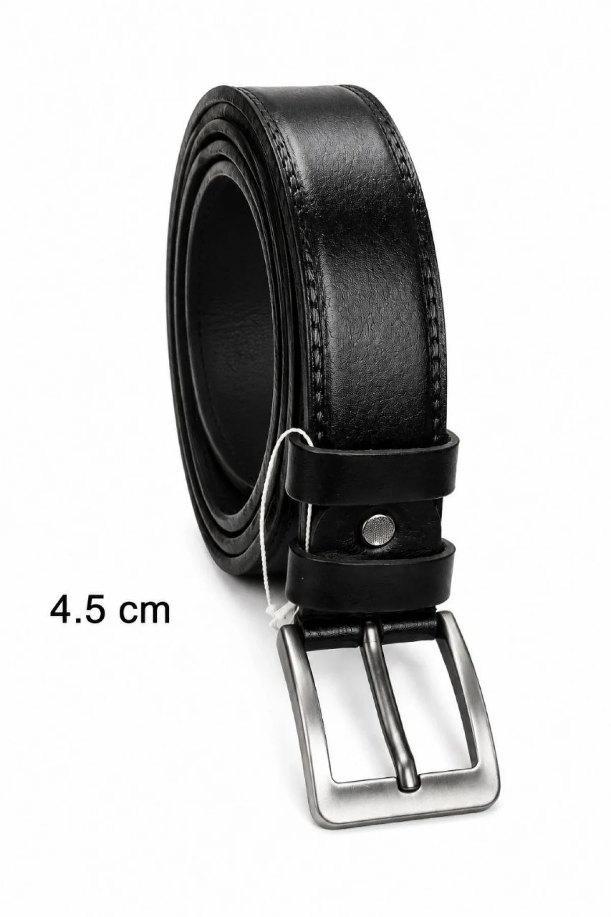 Erkek Hakiki Deri 4.5 cm Klasik ve Kot Pantolon Kemeri Metal Tokalı Siyah