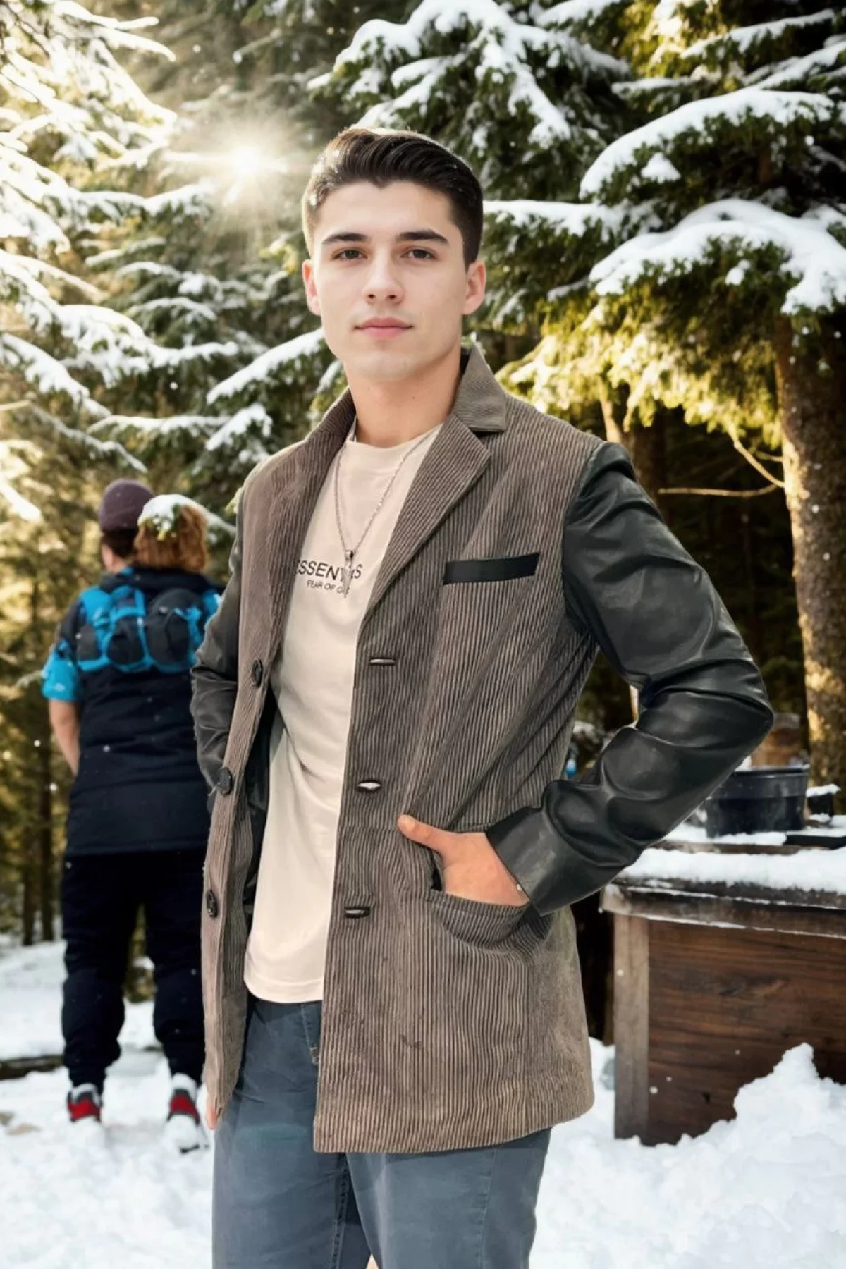 Erkek Nubuk Deri Ceket - Siyah